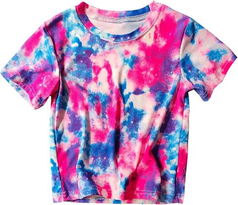 Toddler Girls Boys Tie Dye T Shirt Short Sleeve Crewneck Summer Casual Top Tee Shirt for Kids in Kuwait