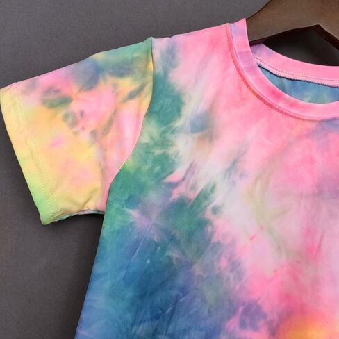 Toddler Girls Boys Tie Dye T Shirt Short Sleeve Crewneck Summer Casual Top Tee Shirt for Kids in Kuwait