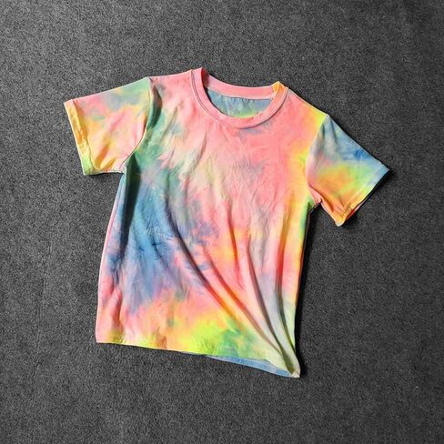 Toddler Girls Boys Tie Dye T Shirt Short Sleeve Crewneck Summer Casual Top Tee Shirt for Kids in Kuwait