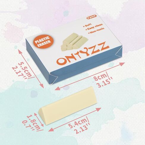 ONTYZZ 9 عبوات من محايات قلم رصاص بيضاء محايات فنية ناعمة محايات بيضاء كبيرة مع صندوق تخزين للرسم والكتابة المكتبية in Kuwait