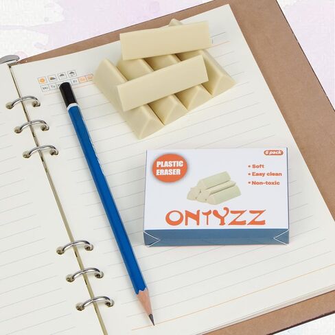 ONTYZZ 9 عبوات من محايات قلم رصاص بيضاء محايات فنية ناعمة محايات بيضاء كبيرة مع صندوق تخزين للرسم والكتابة المكتبية in Kuwait