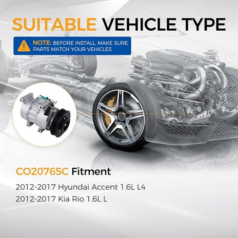 PAROD A/C Air Conditioner Compressor Fit for 2012-2017 Hyundai Accent, 2012-2017 Kia Rio 1.6L L4 replace for CO20765C in Saudi Arabia