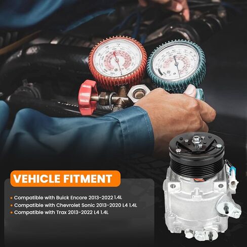 ضاغط تكييف الهواء مع قابض متوافق مع Buick Encore 2013-2022، شيفروليه سونيك 2013-2020 L4 1.4L، Trax 2013-2022 L4 1.4L، استبدال ضاغط التيار المتردد لـ 98495 in Saudi Arabia