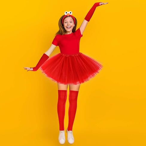 Halloween Red Monster Costume Include Monster Headband,Tutu Skirt,Gloves and Socks for Women Party Cosplay in Saudi Arabia