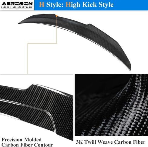 AeroBon Real Carbon Fiber Trunk Spoiler Compatible with 2017-2024 Audi A4 S4 Spoiler B9 (H Style) in Kuwait