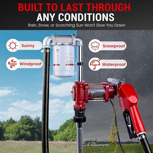 12V DC Automatic Gasoline Fuel Transfer Pump with Forward and Reverse Pumping, Portable Liquid Pump for Gasoline, Diesel, Kerosene & More in Kuwait