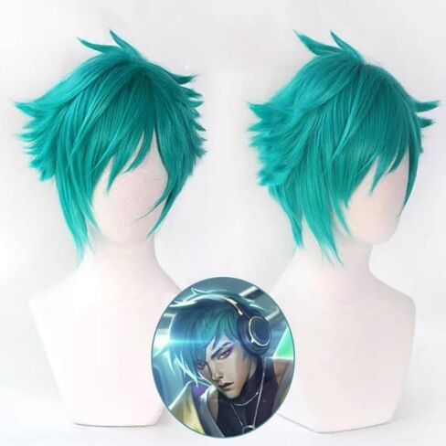 أنيمي هارتستيل Aphelios شعر مستعار تأثيري LOL تأثيري Aphelios شعر مستعار دور اللعب هالوين الدعائم الطرف اكسسوارات + غطاء شعر مستعار PXCQRW in Saudi Arabia