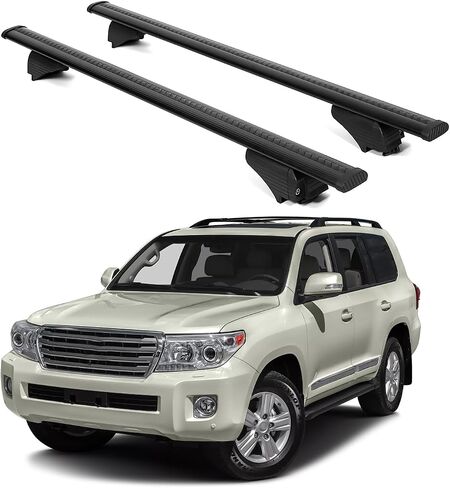 ERKUL Roof Rack Cross Bars for Toyota Land Cruiser 1992-2023 | Aluminum Crossbars with Anti Theft Lock for Rooftop | Compatible with Raised Rails - Black in Saudi Arabia