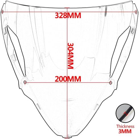 دراجة نارية الزجاج الأمامي الزجاج الأمامي يطير شاشة درع الرياح منحرف لكاواساكي نينجا ZX-6R ZX6R ZX636 2024 2025 P/N 39154-0420 (أسود) in Saudi Arabia