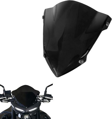 Motorcycle Windshield Deflector with Bracket Double Bubble Windscreen Fit for MT-03 MT-25 MT03 MT25 2020 2021 2022 2023 2024 Wind Shield Screen Visor Flyscreen, Black in Saudi Arabia