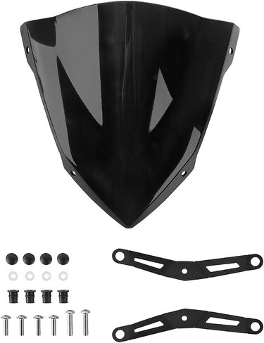 Motorcycle Windshield Deflector with Bracket Double Bubble Windscreen Fit for MT-03 MT-25 MT03 MT25 2020 2021 2022 2023 2024 Wind Shield Screen Visor Flyscreen, Black in Saudi Arabia