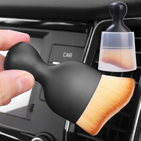 Car Soft Bristles Detailing Brush Arc Shaped Car Air Conditioning Outlet Vent Dashboard Crevice Brush Interior Clean Tool (with Cover) in Saudi Arabia