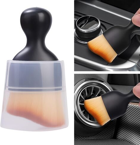 Car Soft Bristles Detailing Brush Arc Shaped Car Air Conditioning Outlet Vent Dashboard Crevice Brush Interior Clean Tool (with Cover) in Saudi Arabia