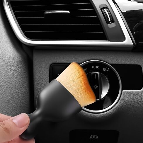 Car Soft Bristles Detailing Brush Arc Shaped Car Air Conditioning Outlet Vent Dashboard Crevice Brush Interior Clean Tool (with Cover) in Saudi Arabia