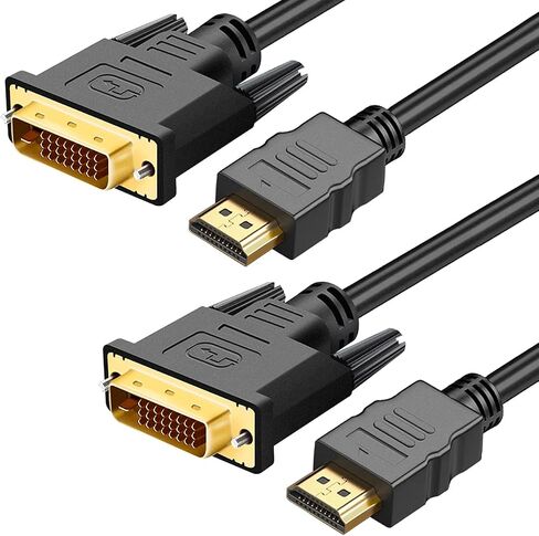 HDMI to DVI Adapter Cable 6ft, 2-Pack Bi-Directional 1080p DVI-D to HDMI Cable Male to Male, HDMI A to DVI-D for Raspberry Pi, Roku, X-Box One, PS3/4/5, Blue-ray, Switch in Saudi Arabia