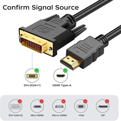HDMI to DVI Adapter Cable Bi-Directional DVI-D Male to HDMI 6FT in Saudi Arabia
