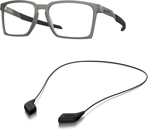 Oakley OX8055 Eyeglasses Bundle: OX 8055 EXCHANGE 805502 Satin Grey Smoke and Large Black leash Accessory kit in Saudi Arabia