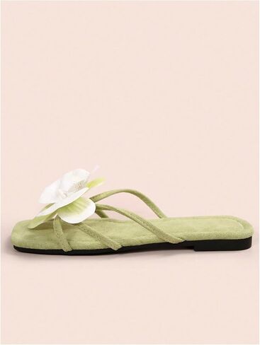 WDIRARA Women's Flower Sandals Dressy Summer Slippers Slides Beach Flat | Open Toe, Appliques in Saudi Arabia