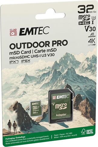 EMTEC 32GB Outdoor SD Card - UHS-I U1 V10 - IPX7 protection - ideal for full HD videos in Kuwait