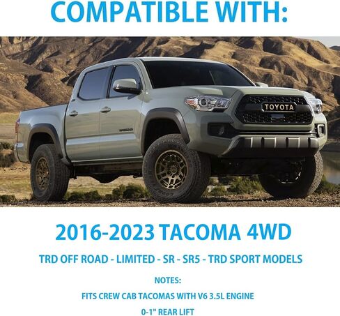 Pair of 5100 Series Rear Shocks fits 2016-2023 Tacoma TRD Off Road Crew Cab 4WD V6 3.5L Engine with 0-1" Rear Lift - Improves Ride Quality, Handling & Comfort - TrendsAuto Decal in Saudi Arabia