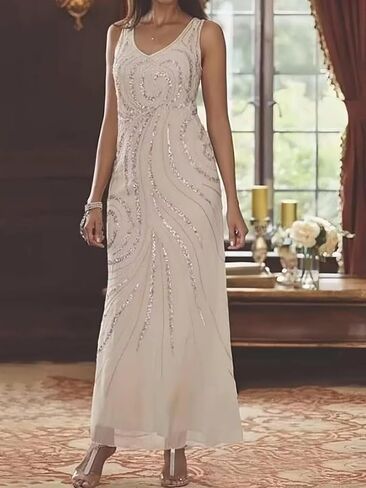 Sequin Chiffon Mother of The Bride Dresses with Jacket A Line Long Formal Wedding Guest Dress RO6 in Saudi Arabia