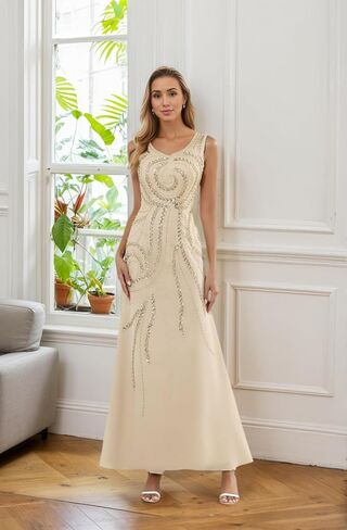 Sequin Chiffon Mother of The Bride Dresses with Jacket A Line Long Formal Wedding Guest Dress RO6 in Saudi Arabia