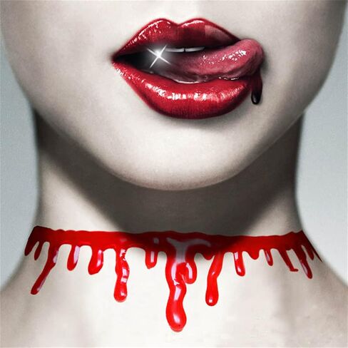 WCRAZYE 2Pcs Dripping Blood Choker Necklace for Women Gothic Halloween Red Vampire Neck Cut Bleeding Bloody Horror Scary Costume Accessories Slit Throat Bloody Choker Necklace for Halloween Party Favors in Saudi Arabia