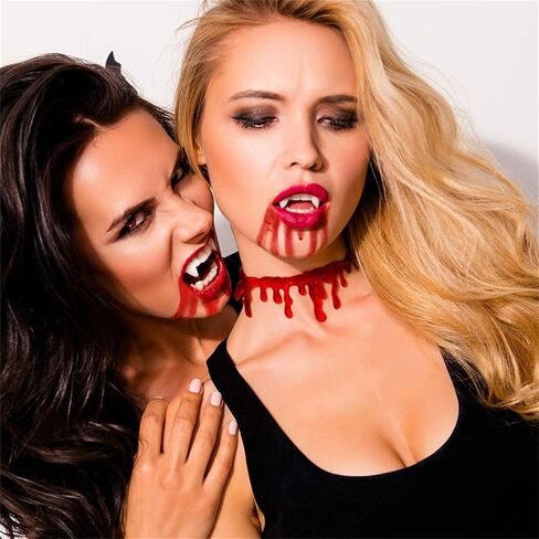WCRAZYE 2Pcs Dripping Blood Choker Necklace for Women Gothic Halloween Red Vampire Neck Cut Bleeding Bloody Horror Scary Costume Accessories Slit Throat Bloody Choker Necklace for Halloween Party Favors in Saudi Arabia