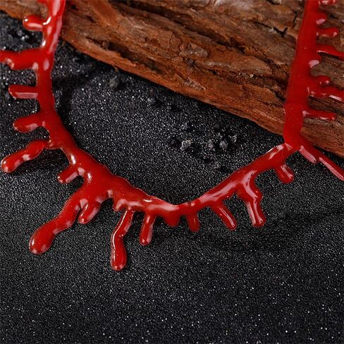 WCRAZYE 2Pcs Dripping Blood Choker Necklace for Women Gothic Halloween Red Vampire Neck Cut Bleeding Bloody Horror Scary Costume Accessories Slit Throat Bloody Choker Necklace for Halloween Party Favors in Saudi Arabia