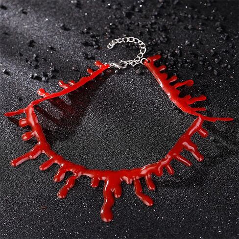 WCRAZYE 2Pcs Dripping Blood Choker Necklace for Women Gothic Halloween Red Vampire Neck Cut Bleeding Bloody Horror Scary Costume Accessories Slit Throat Bloody Choker Necklace for Halloween Party Favors in Saudi Arabia