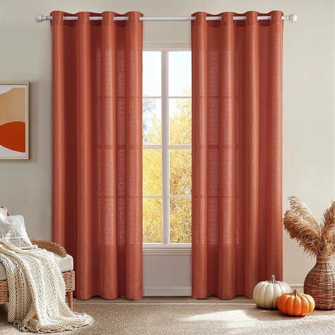 MIULEE Teal Green Faux Linen Textured Curtains 2 Panels for Bedroom Living Room Thick Linen Look Light Filtering Privacy Semi Sheer Curtains Grommet Voile Drapes Window Treatments W 52 x L 84 inches in Saudi Arabia