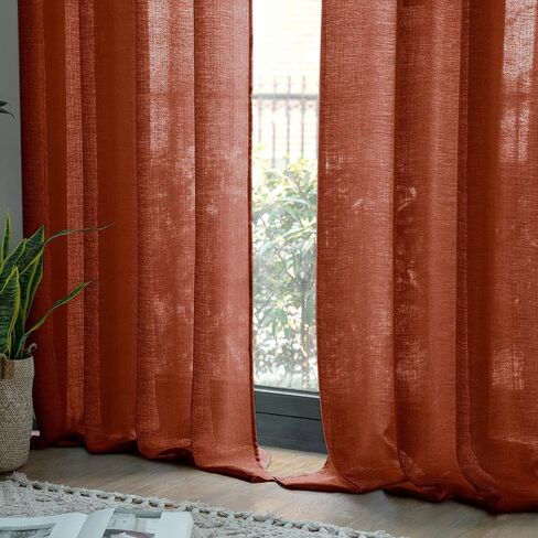 MIULEE Teal Green Faux Linen Textured Curtains 2 Panels for Bedroom Living Room Thick Linen Look Light Filtering Privacy Semi Sheer Curtains Grommet Voile Drapes Window Treatments W 52 x L 84 inches in Saudi Arabia