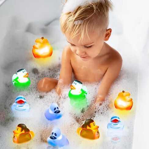 هدايا حفلات البط المطاطي للهالوين من kockuu - 6 قطع من ألعاب حمام البط المضيئة، بطة شبح البط للأطفال، خدعة أو علاج عيد الهالوين تحت عنوان ألعاب حوض استحمام عيد الميلاد، حشو حقيبة جودي in Kuwait