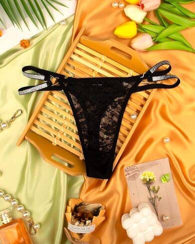 Women's Glitter Thongs Underwear T Back Lace Thongs Sexy Panties in Saudi Arabia