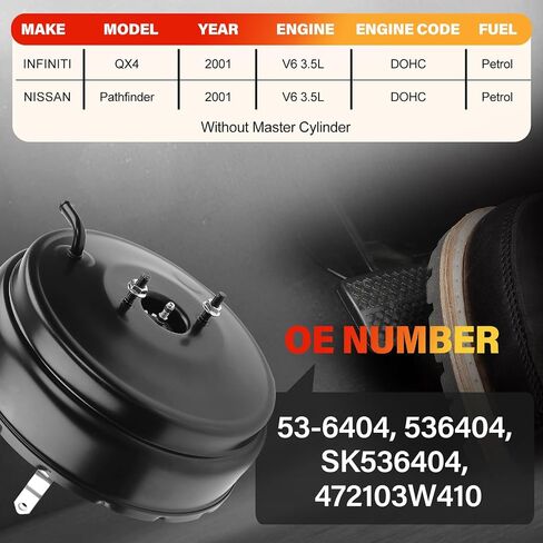 53-6404 Vacuum Power Brake Booster Compatible with Nissan Pathfinder & Infiniti QX4, 2001, 3.5L, DOHC, Replace OE 536404, SK536404, 472103W410 in Saudi Arabia