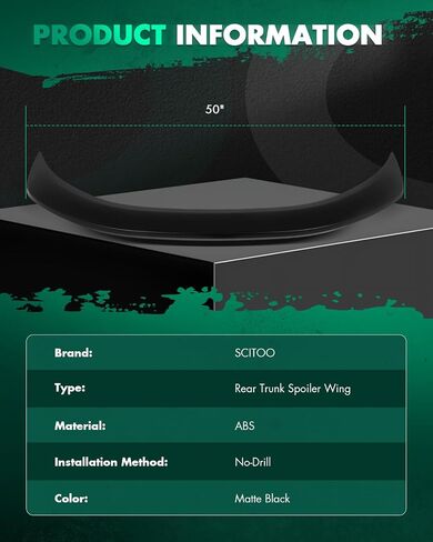 SCITOO ABS Spoiler for 2019-2023 for Lexus for ES300h,2019-2023 for Lexus for ES350 Trunk Spoiler Roof Lip Kit, Rear Spoiler Wing, Car Rear Spoiler Exterior Rear Spoiler Kit (Matte Black) in Saudi Arabia