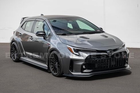 Replacement for 2023-2024 Toyota E210 GR Corolla Models | GR Style Carbon Fiber Front Bumper Lip Chin Spoiler Splitter & Side Skirts Rocker Panel Extension Pair (ABS Plastic - Matte Black) in Saudi Arabia