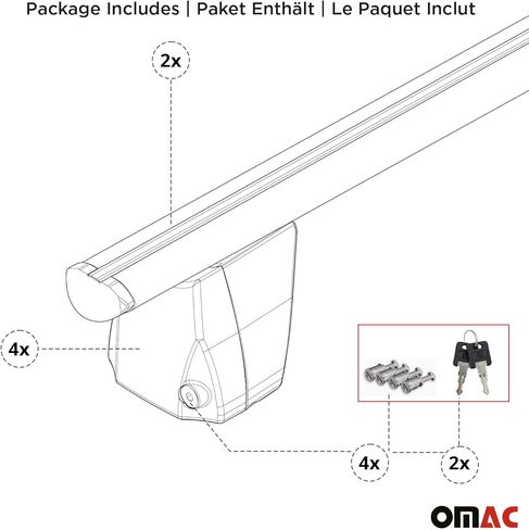 OMAC Roof Rack Cross Bars for BMW 5 Series F10 Sedan 2011-2016 Lockable 165Lbs Aluminium Silver 2Pcs fits Cargo Carriers Kayak Canoe Bike Snowboard in Saudi Arabia