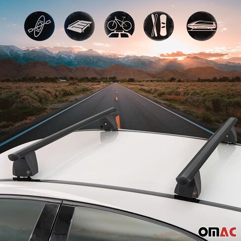 OMAC Roof Rack Cross Bars for BMW 5 Series F10 Sedan 2011-2016 Lockable 165Lbs Aluminium Silver 2Pcs fits Cargo Carriers Kayak Canoe Bike Snowboard in Saudi Arabia