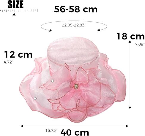 قبعة الأورجانزا ذات حافة واسعة، قبعة نسائية رائعة لحفلات الزفاف وحفلات الشاي وحفلات ديربي على شكل زهرة الشمس in Kuwait