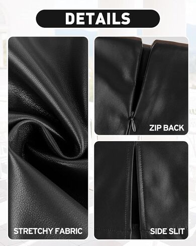 Women's Faux Leather Mini Skirt High Waisted Bodycon Pencil Side Slit Skirts with Back Zipper 2025 in Saudi Arabia
