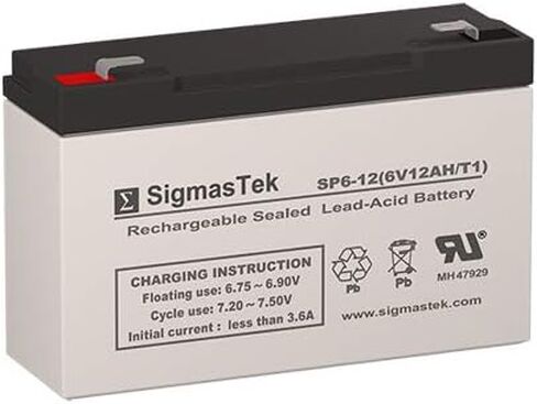 بطارية حمض الرصاص محكمة الغلق SigmasTek 6V / 12Ah مع أطراف F1 (.187in) - UVUB6120 in Saudi Arabia
