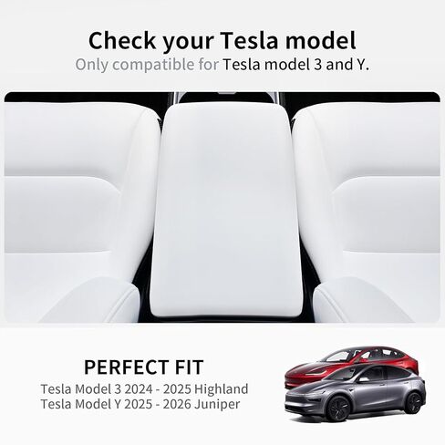 غطاء مسند ذراع وحدة التحكم المركزية لـ Tesla Model Y 2025 2026 Juniper Model 3 Highland 2024-2025 Model Y L غير قابل للانزلاق مقاوم للماء حماية مسند الذراع TPE Tesla الملحقات الداخلية (أسود) in Kuwait