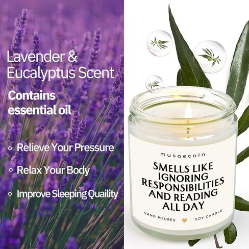 Book Lovers Gifts, Funny Gifts for Book Lovers - Handmade Lavender Candle(7oz), Birthday Bookish Presents for Readers Librarian Bookworms in Saudi Arabia