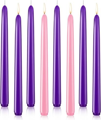 Taper Candles Black, Set of 8 Odorless and Smoke-Free 10-Inch Taper Candles, Long Burning, Paraffin Wax with Cotton Wick, Burns Approximately 7-8 Hours in Saudi Arabia