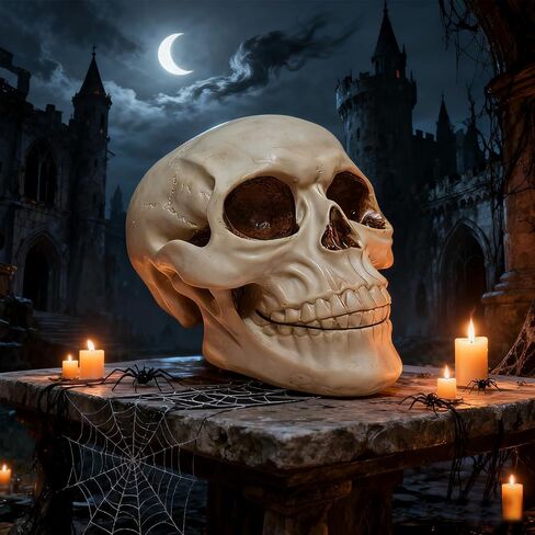 Life Size Skull Head, Human Head Skull, Halloween Skull Statue, Resin Skull Head Model and Skeleton Head for Home Decoration (Large Size) in Saudi Arabia