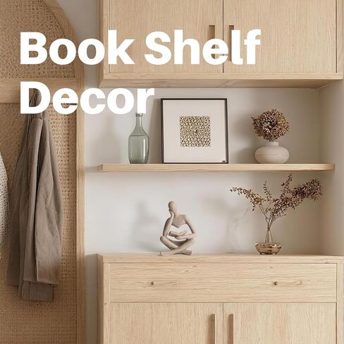 Bookshelf Decor Home Decor - Abstract Thinker Sculpture Figurine Statue, Resin Modern Reading Sculpture for Office Desk, Coffee Table, Library, Living Room Decor (Beige) in Saudi Arabia