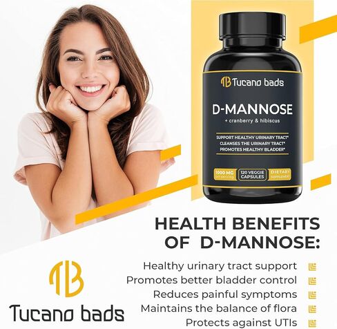 Urinary Tract Infection Treatments D Mannose 1000mg Capsules - Potent D-Mannose & Cranberry Pills with Hibiscus Extract - Healthy Bladder Control, Strength Urinary Tract Support (120 Capsules) in Saudi Arabia