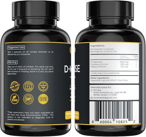 Urinary Tract Infection Treatments D Mannose 1000mg Capsules - Potent D-Mannose & Cranberry Pills with Hibiscus Extract - Healthy Bladder Control, Strength Urinary Tract Support (120 Capsules) in Saudi Arabia