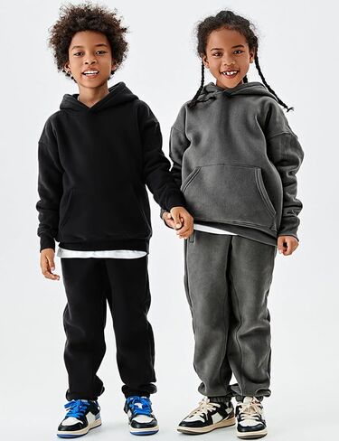 Boys Girls Hoodie Sherpa Lined Fleece Pullover Sweatshirt Winter Warm Cozy Hoodie in Saudi Arabia